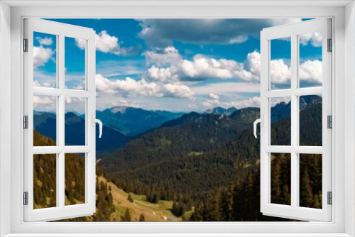 Fototapeta Naklejka Na Ścianę Okno 3D - High resolution stitched panorama of a beautiful alpine view at the Wallberg near the famous Tegernsee, Bavaria, Germany