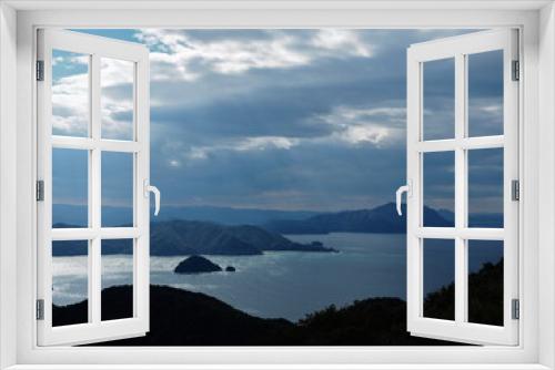 Fototapeta Naklejka Na Ścianę Okno 3D - 高台からの海の風景