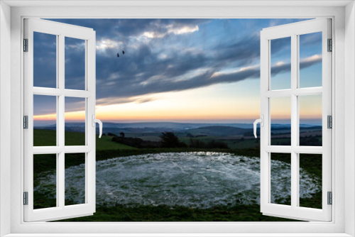 Fototapeta Naklejka Na Ścianę Okno 3D - A View from Ditchling Beacon in Sussex, at Sunrise