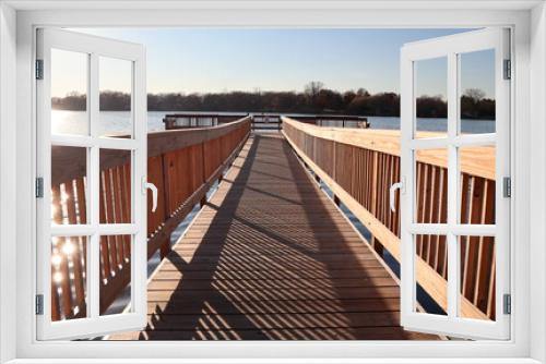 Fototapeta Naklejka Na Ścianę Okno 3D - Wooden dock on the lake