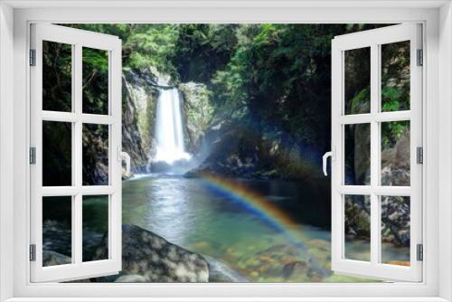 Fototapeta Naklejka Na Ścianę Okno 3D - 鳴沢の滝と虹
