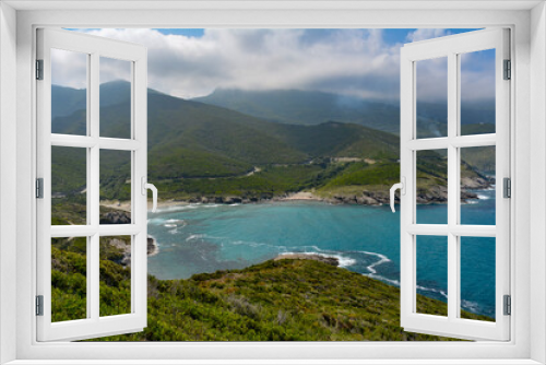 Fototapeta Naklejka Na Ścianę Okno 3D - View of Anse d’Aliso, one of the most remote beaches of the western side of Cap Corse, the northern peninsula of the island famous for its wild landscape