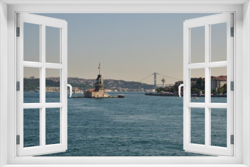 Fototapeta Naklejka Na Ścianę Okno 3D - View of the Bosphorus and Maiden's Tower, Uskudar, Istanbul, Turkey, July 2018