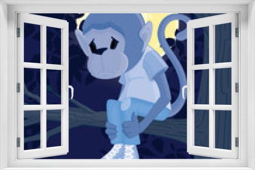 Fototapeta Naklejka Na Ścianę Okno 3D - Sad Monkey