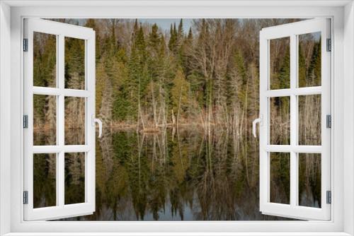 Fototapeta Naklejka Na Ścianę Okno 3D - Late Fall lake reflection landscape