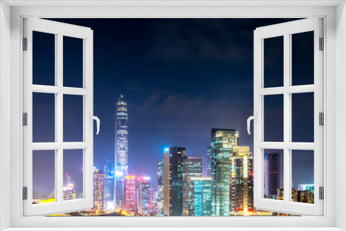 Fototapeta Naklejka Na Ścianę Okno 3D - Shenzhen city modern architecture night view