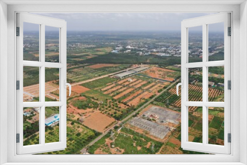 Fototapeta Naklejka Na Ścianę Okno 3D - Aerial view of beautiful suburban Bengaluru plots
