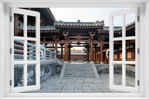 Fototapeta Naklejka Na Ścianę Okno 3D - Ancient Chinese building loft and square, Taiyuan, Shanxi Province, China