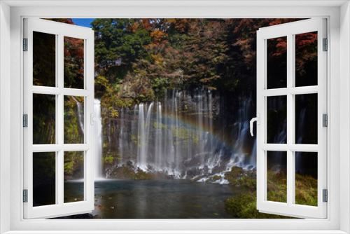 Fototapeta Naklejka Na Ścianę Okno 3D - 秋の白糸の滝