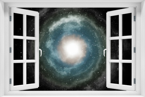Fototapeta Naklejka Na Ścianę Okno 3D - Spiral galaxy against black space and stars in deep outer space