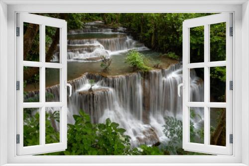 Fototapeta Naklejka Na Ścianę Okno 3D - Beautyful waterfall at Kanchanaburi Thailand 