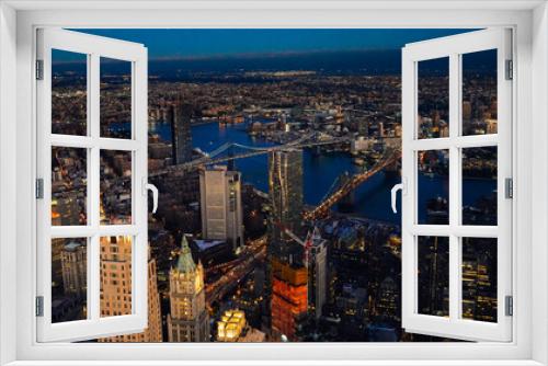 Fototapeta Naklejka Na Ścianę Okno 3D - Amazing autumn sunset view from One World Trade Center  sky scraper in New York to South Manhattan with great colors