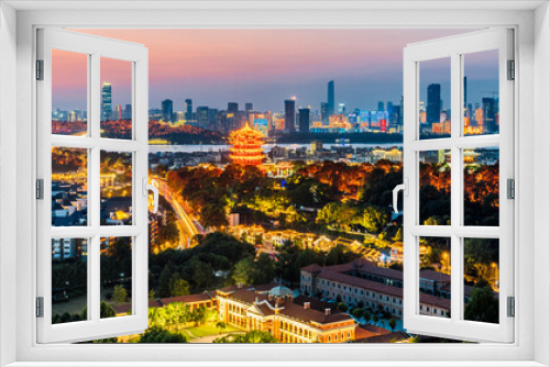 Fototapeta Naklejka Na Ścianę Okno 3D - Night view of Yellow Crane Tower in Wuhan, Hubei, China