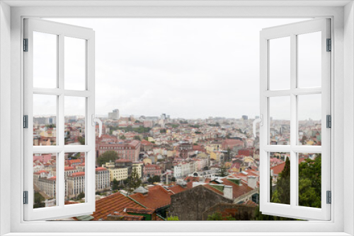 Fototapeta Naklejka Na Ścianę Okno 3D - Skyline, panoramica o vista de la ciudad de Lisboa, pais de Portugal