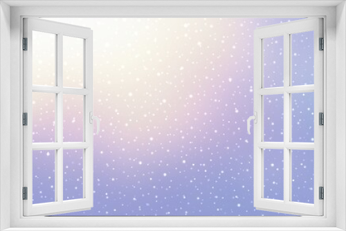 Fototapeta Naklejka Na Ścianę Okno 3D - Winter sky lavender color decorated light shimmer snow pattern. Shiny delicate empty background.