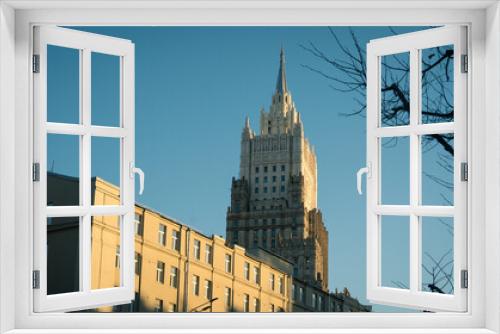 Fototapeta Naklejka Na Ścianę Okno 3D - Tower of the Ministry of foreign Affairs in the evening