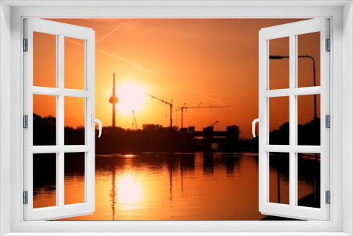 Fototapeta Naklejka Na Ścianę Okno 3D - Sonnenuntergang in Mannheim am Neckar