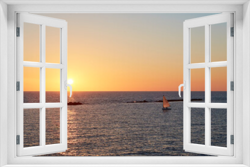 Fototapeta Naklejka Na Ścianę Okno 3D - boat at sunset