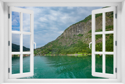Fototapeta Naklejka Na Ścianę Okno 3D - Ferry crossing over a fjord in Norway