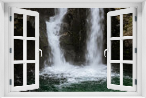 Fototapeta Naklejka Na Ścianę Okno 3D - Double waterfall in a forest