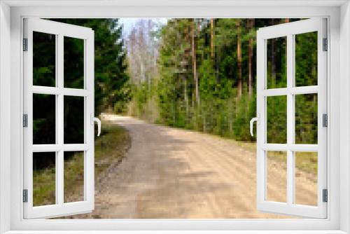 Fototapeta Naklejka Na Ścianę Okno 3D - countryside dirt road gravel in perspective in summer