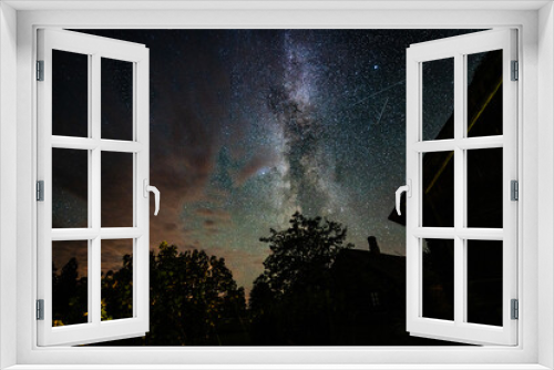 Fototapeta Naklejka Na Ścianę Okno 3D - Overhead milky way with stars in clear summer night. Country side. 