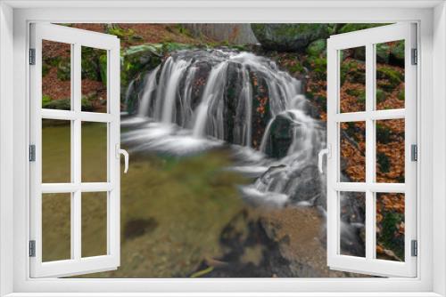 Fototapeta Naklejka Na Ścianę Okno 3D - Maly Bily Stolpich waterfall in autumn fresh morning in Jizerske mountains