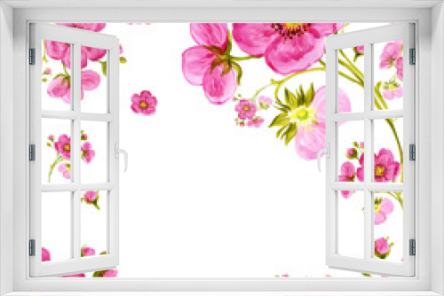 Fototapeta Naklejka Na Ścianę Okno 3D -  Seamless pattern watercolor gentle spring flowers with buds