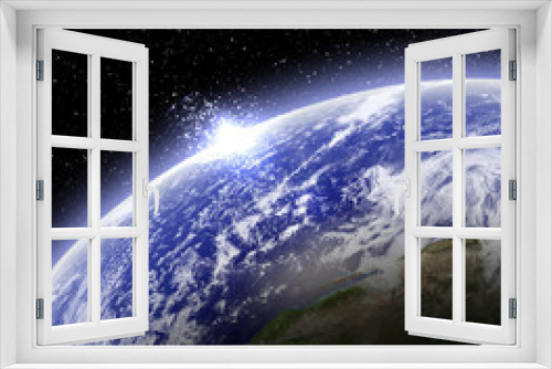 Fototapeta Naklejka Na Ścianę Okno 3D - Sunrise on planet earth