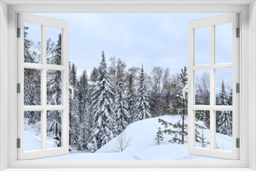 Fototapeta Naklejka Na Ścianę Okno 3D - Winter snow background, Christmas postcard