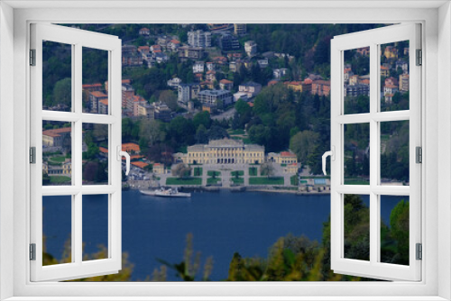 Fototapeta Naklejka Na Ścianę Okno 3D - Veduta di Villa Olmo sul Lago di Como da un punto panoramico a Brunate.