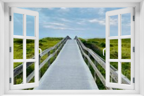 Fototapeta Naklejka Na Ścianę Okno 3D - Walkway over beach dunes. Ocracoke Island, North Carolina