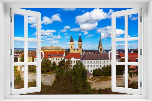 Fototapeta Naklejka Na Ścianę Okno 3D - Veszprem city castle aera in aerial photo. Amazing city part with historical old houses, church and much more. The most beautiful part of this city.