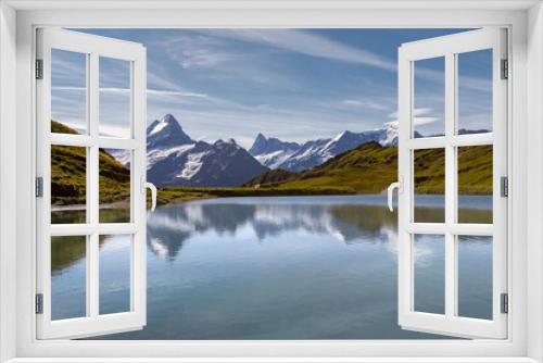 Fototapeta Naklejka Na Ścianę Okno 3D - Panorama lac de Bachalp depuis le sommet Faulhorn