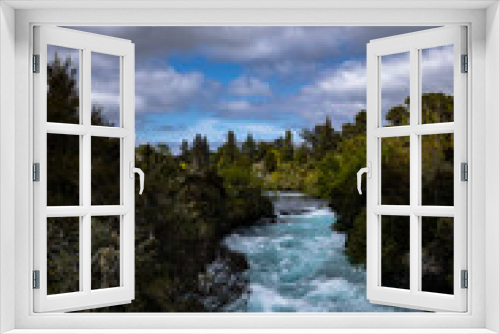 Fototapeta Naklejka Na Ścianę Okno 3D - New Zealand's Huka Falls on a cloudy day