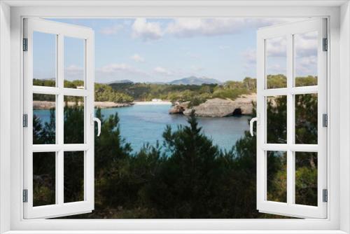 Fototapeta Naklejka Na Ścianę Okno 3D - Island scenery, beach, beautiful bay seaside, Balearic Islands, Mallorca, Spain, Mediterranean Sea.