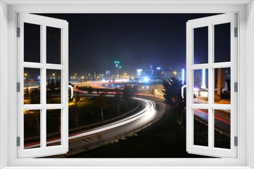 Fototapeta Naklejka Na Ścianę Okno 3D - long exposure traffic density