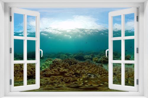 Fototapeta Naklejka Na Ścianę Okno 3D - Underwater fish reef marine. Tropical colourful underwater seascape. Philippines. Virtual Reality 360.