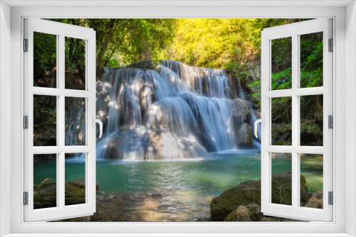 Fototapeta Naklejka Na Ścianę Okno 3D - Huay Mae Khamin Waterfall consists of 7 levels. It is a beautiful waterfall in deep forest. It is an important and popular tourist destination in Kanchanaburi, Thailand.