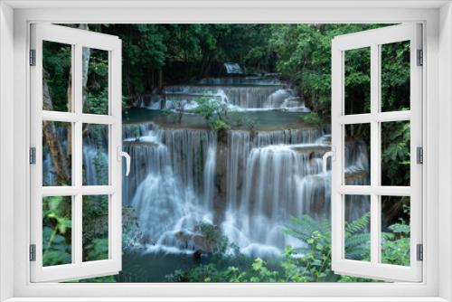 Fototapeta Naklejka Na Ścianę Okno 3D - Huay Mae Khamin waterfalls in deep forest at Srinakarin National Park ,Kanchanaburi  Thailand
