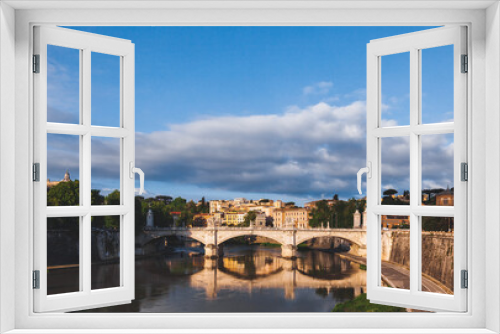 Fototapeta Naklejka Na Ścianę Okno 3D - Rome cityscape with Ponte Umberto I bridge over the Tiber Italy Europe