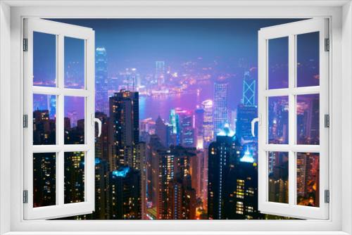 Fototapeta Naklejka Na Ścianę Okno 3D - Hong Kong Nght View