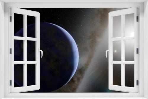 Fototapeta Naklejka Na Ścianę Okno 3D - Deep space planets in the starlight. science fiction illustration