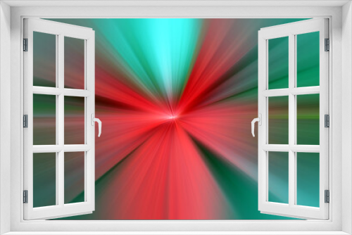 Abstract green and red zoom effect background. Digitally generated image. Rays of green light and red. Colorful radial blur, fast speed zooming motion, sunburst or starburst. Use for Banner Background