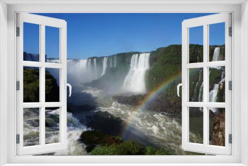 Fototapeta Naklejka Na Ścianę Okno 3D - waterfall in rainbow Foz Iguaçu