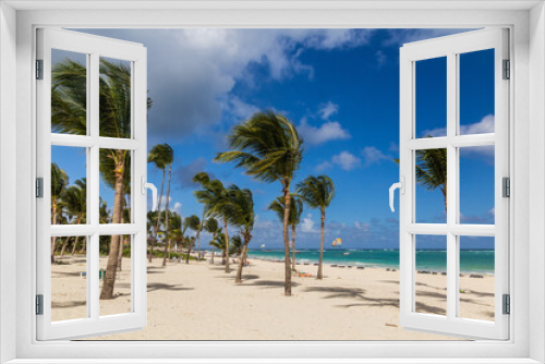 Fototapeta Naklejka Na Ścianę Okno 3D - Palms at Bavaro beach, Dominican Republic