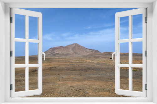 Fototapeta Naklejka Na Ścianę Okno 3D - Rugged desert landscape on interior of Sal island, Cape Verde