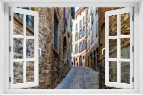 Fototapeta Naklejka Na Ścianę Okno 3D - Historical street view in Citta Alta of Bergamo City