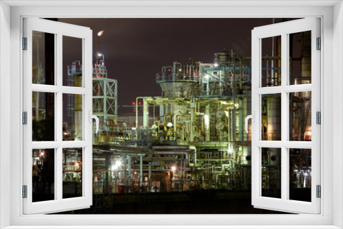 Fototapeta Naklejka Na Ścianę Okno 3D - Oil Refinery on night