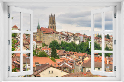 Fototapeta Naklejka Na Ścianę Okno 3D - old town of Fribourg, Switzerland
